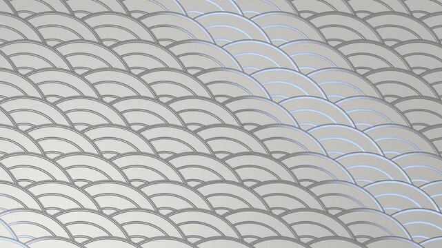 Japanese Seigaiha Wave Pattern Silver Relief Seamless Loop 4K