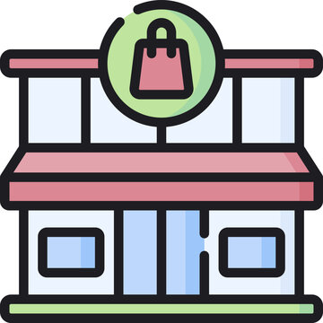 Residential house building outline illustration