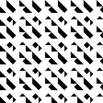 Seamless pattern with geometric motifs in black and white