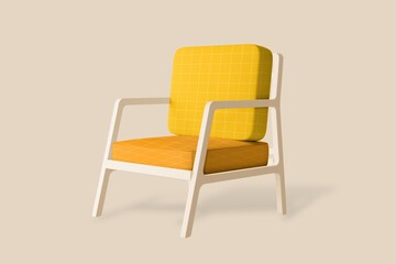 Obraz premium Modern yellow armchair on beige studio background