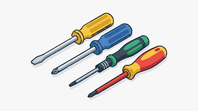 Colorful Set of Screwdrivers for DIY and Repair Work