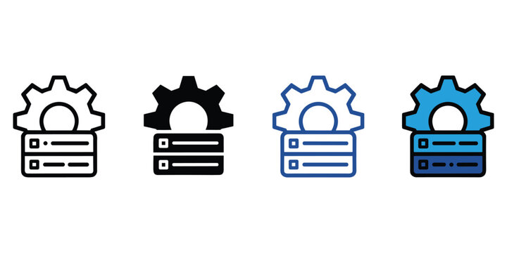 Database hosting and server configuration settings icons representing cloud technology options