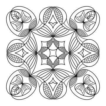 Abstract floral mandala ornament line art design