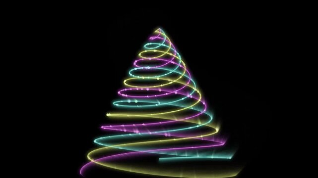 Colorful abstract cone formation with subtle rotation against dark background