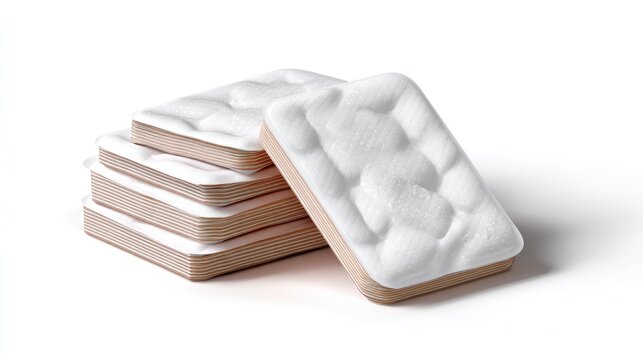 Stack of Memory Foam Mattresses: A neat stack of white memory foam mattress toppers, each with a plush quilted surface, ready to enhance comfort and support.
