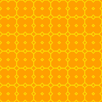 Seamless geometric pattern with yellow shapes on orange background