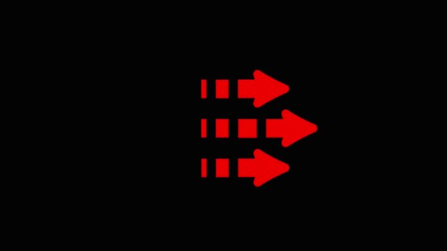 Three red horizontal arrows indicating direction on a black background bold directional moving forward against a dark minimalist