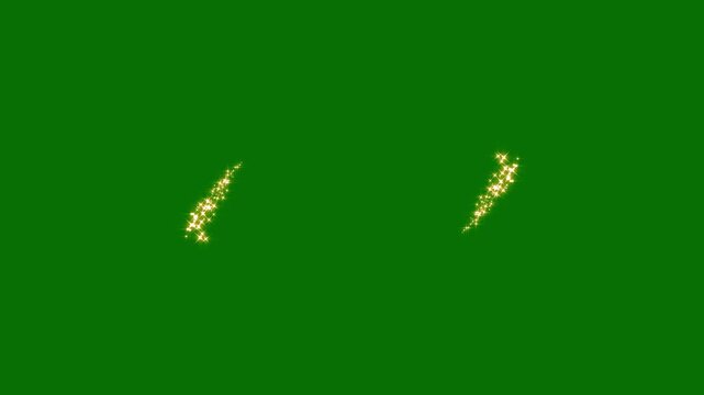gold glowing star trail animation with glittering particles, twinkling fairy  luxury shimmer light effect, fast sparkling line effect doodle star line motion on green screen 4k