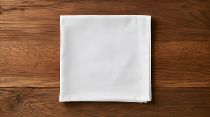 Fototapeta premium Blank white square textile napkin top view isolated. Fabric cloth mockup.