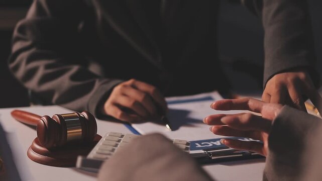 Lawyer explained to the client about the law that must be brought against the court case.