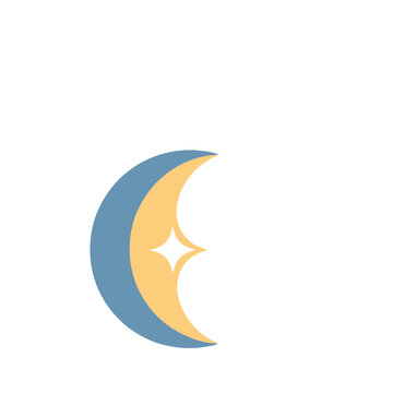Crescent moon and star icon