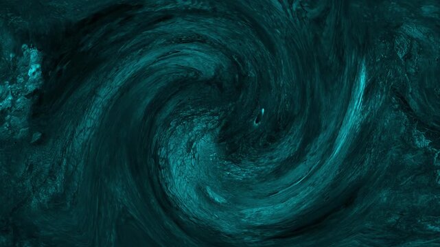 Teal abstract texture animation swirls with circular wave patterns. Hypnotic fluid marble curves blend inside this abstract texture. Panoramic equirectangular mapping frames the abstract texture.