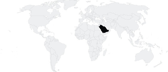 Obraz premium Saudi Arabia Location on Map of the World, Country in Middle East.