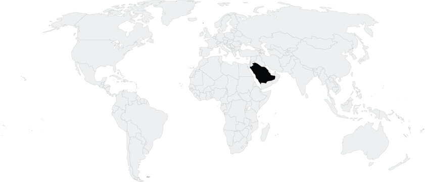 Saudi Arabia Location on Map of the World, Country in Middle East.
