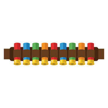 Colorful bandolier filled with shotgun shell vector illustration