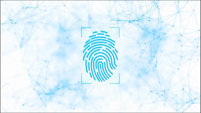 Biometric Fingerprint Scanning Animation with Digital Security Technology Background