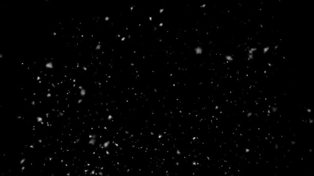 Realistic Falling Snowflakes On Black Background Overlay