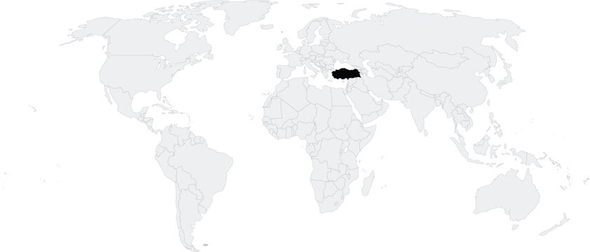Turkey Location on Map of the World, Country in Middle East