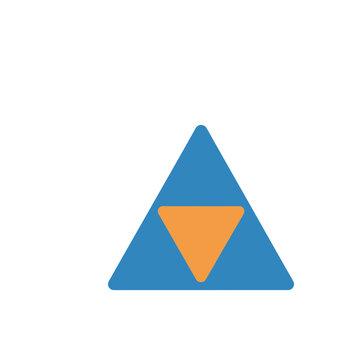 Blue triangle with orange triangle inside