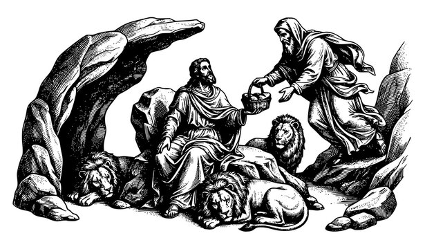Biblical Habakkuk Delivering Food to Daniel