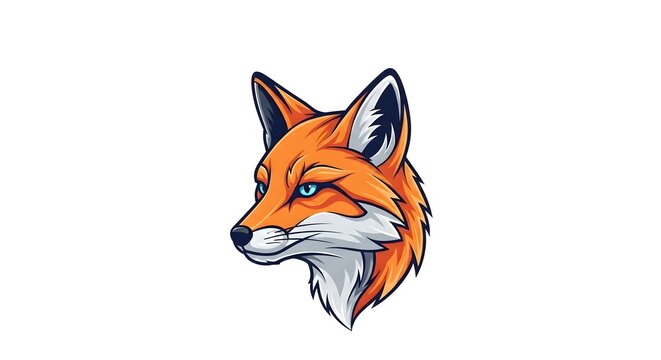 Stylized artistic illustration of a red fox head isolated on a clean white background for creative design