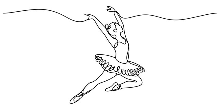 Ballerina performing graceful arabesque dance pose in mid-air Vector, illustration