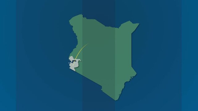 Kenya Map with Glowing Digital Network Lines and Connected counties