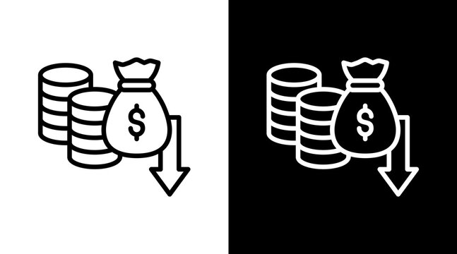 Depreciation Icon Sheet Black And White