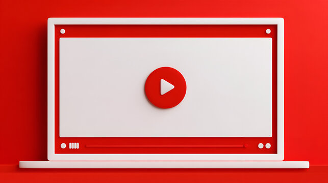 youtube video watch page interface mockup with multimedia player screen and playback controls desktop web UI template Stock Vector