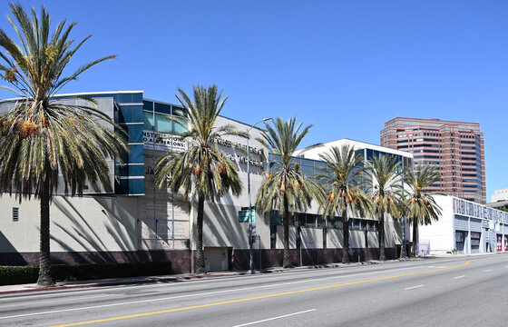 LOS ANGELES, CALIFORNIA - 8 MAR 2025: Japanese American National Museum, JANM, and MOCA museums on Alameda Street in Downtown LA.