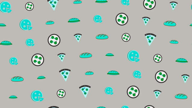Pizza and Bread Icons Pattern