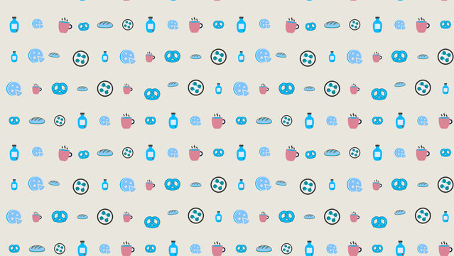 Seamless pattern of food and drink icons