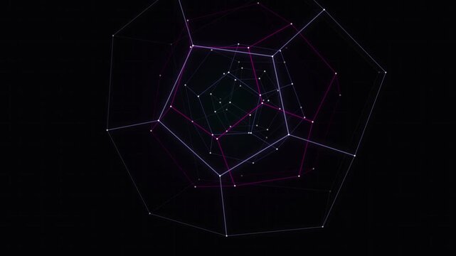 Abstract Recursive Neon Dodecahedron Motion Seamless Motion Loop 4K