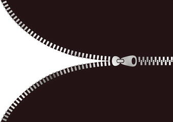 Silver Zipper Unzipping Open, Peel Reveal Fastener Graphic Element © FyfaMetarial