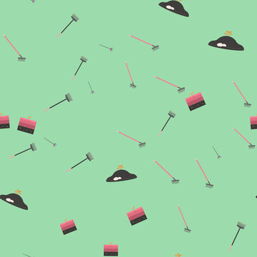 Gardening tools and soil elements pattern