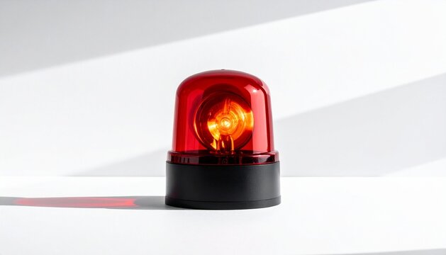 Red Emergency Flashing Beacon Light Siren on White Background