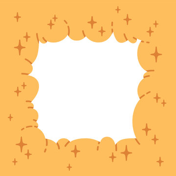 Abstract chubby frame. Bubble cloud border with scalloped edges, cute organic figure flat vector illustration. Puffy cloud frame