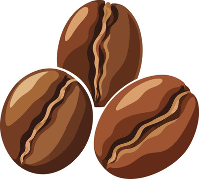 Realistic Brown Roasted Coffee Beans Group Vector Illustration