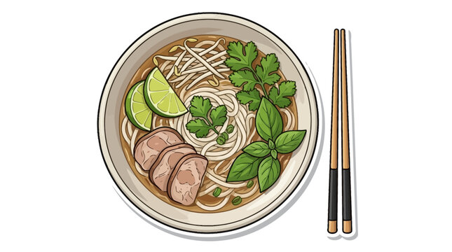 Vietnamese pho noodle soup bowl sticker.