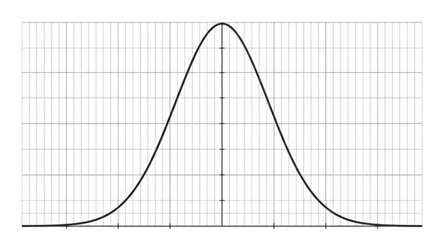 Close-up of a probability density curve graph with grid background