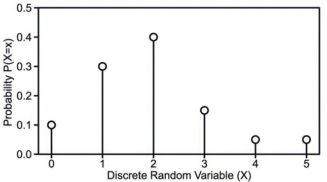 Graph of probability mass function for discrete random variable with data points and axes