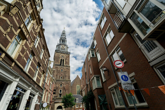 View of Clock Tower in Amsterdam