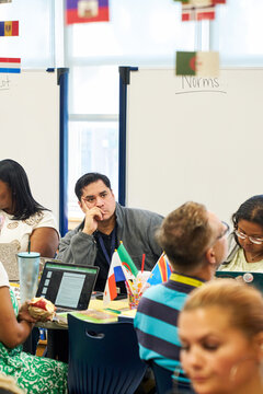Diverse teachers in workshop
