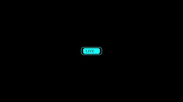 Glowing cyan live stream icon for digital broadcasts and online media