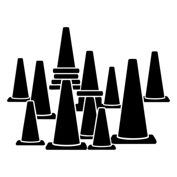 Vector silhouette of a traffic cone barricade