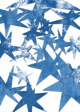 Overlapping Blue Painted Star Cutouts