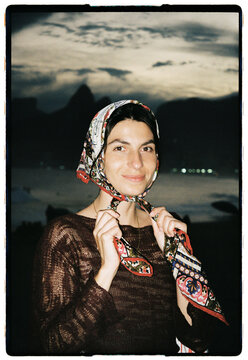 Portrait with Patterned Scarf