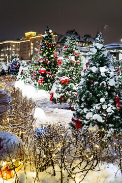 Snowy Christmas Wonderland With Shimmering Lights in the City
