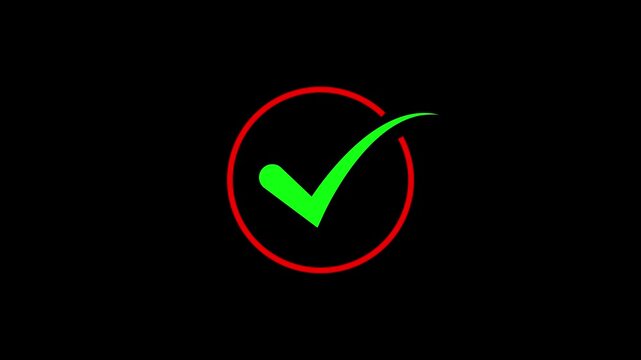 check mark icon animation. black background tik mark 4k video. Hand-Drawn tik Mark Animation on Black Background Animated OK Check Mark animation...