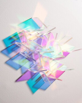 Abstract Iridescent Geometry with Colorful Light and Shadow